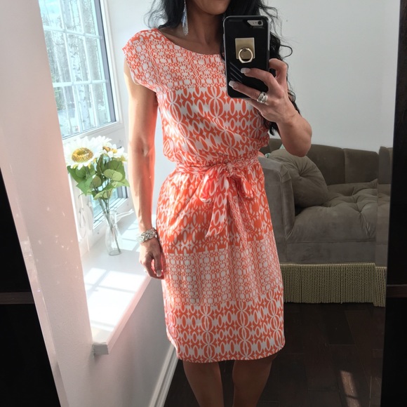 gnx Dresses & Skirts - NWT Gnx orange white sheath lined dress